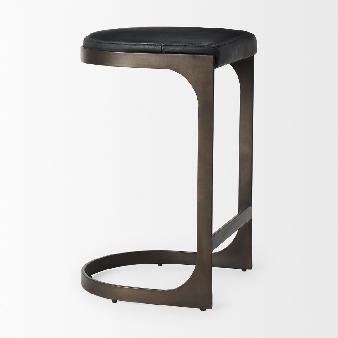 Tyson Black Leather W/ Metal Frame Counter Stool Dining Room Mercana