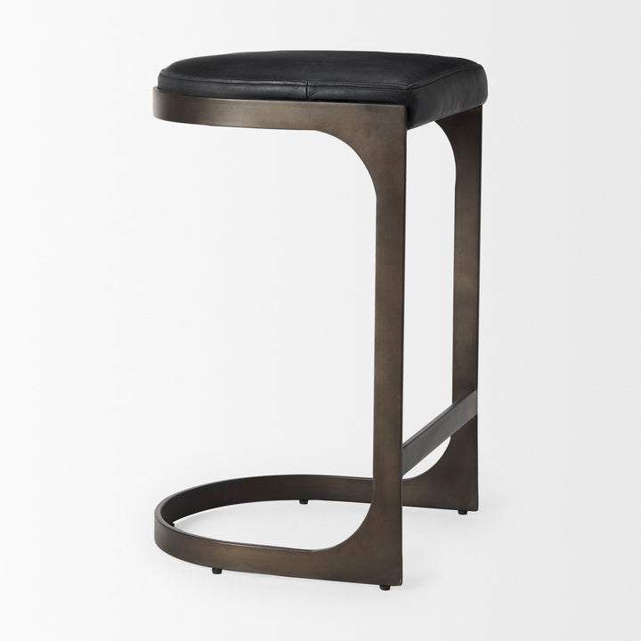 Tyson Black Leather W/ Metal Frame Counter Stool Dining Room Mercana