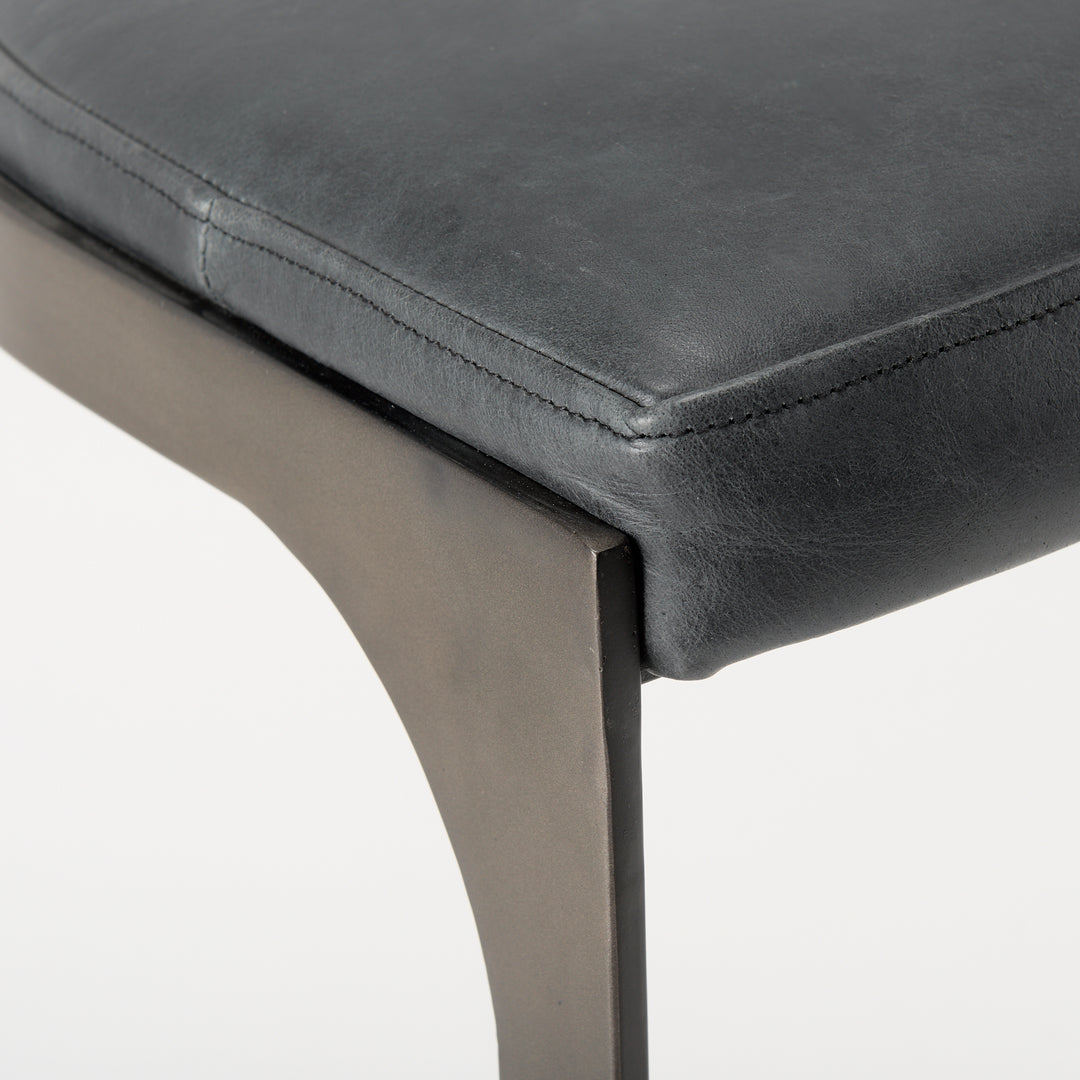 Tyson Black Leather W/ Metal Frame Counter Stool Dining Room Mercana