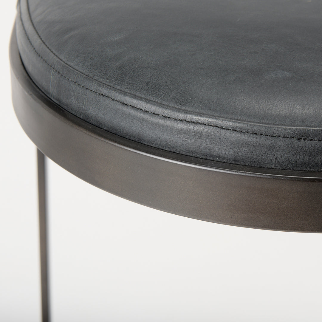 Tyson Black Leather W/ Metal Frame Counter Stool Dining Room Mercana