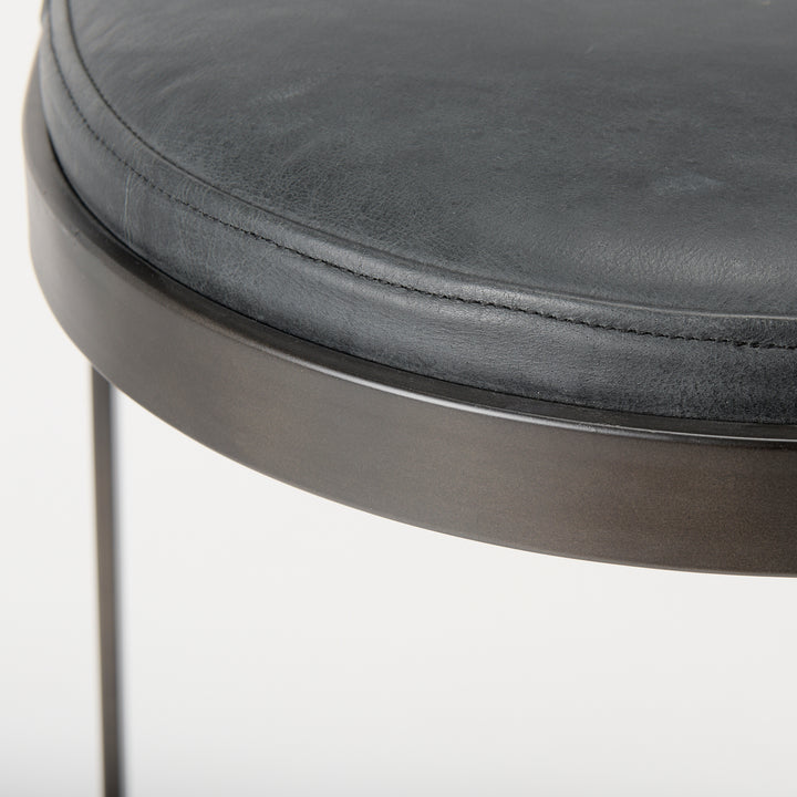 Tyson Black Leather W/ Metal Frame Counter Stool Dining Room Mercana