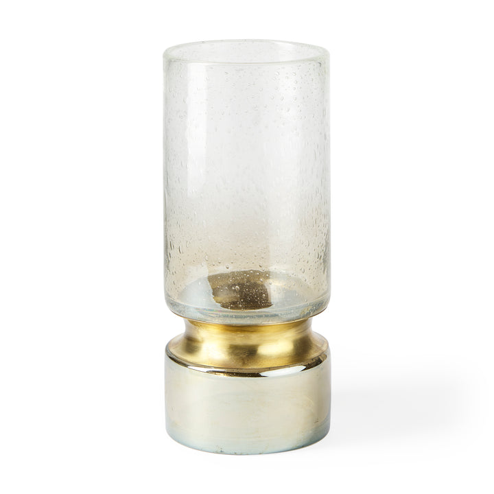 Adriatic I Small Brushed Gold Metal Glass Vase Decor Mercana