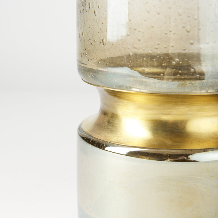 Adriatic I Small Brushed Gold Metal Glass Vase Decor Mercana