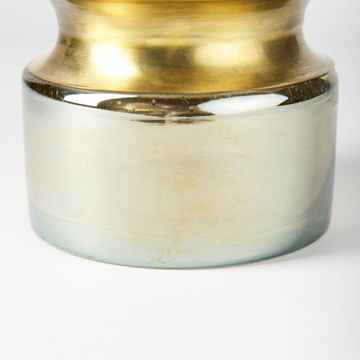Adriatic I Small Brushed Gold Metal Glass Vase Decor Mercana