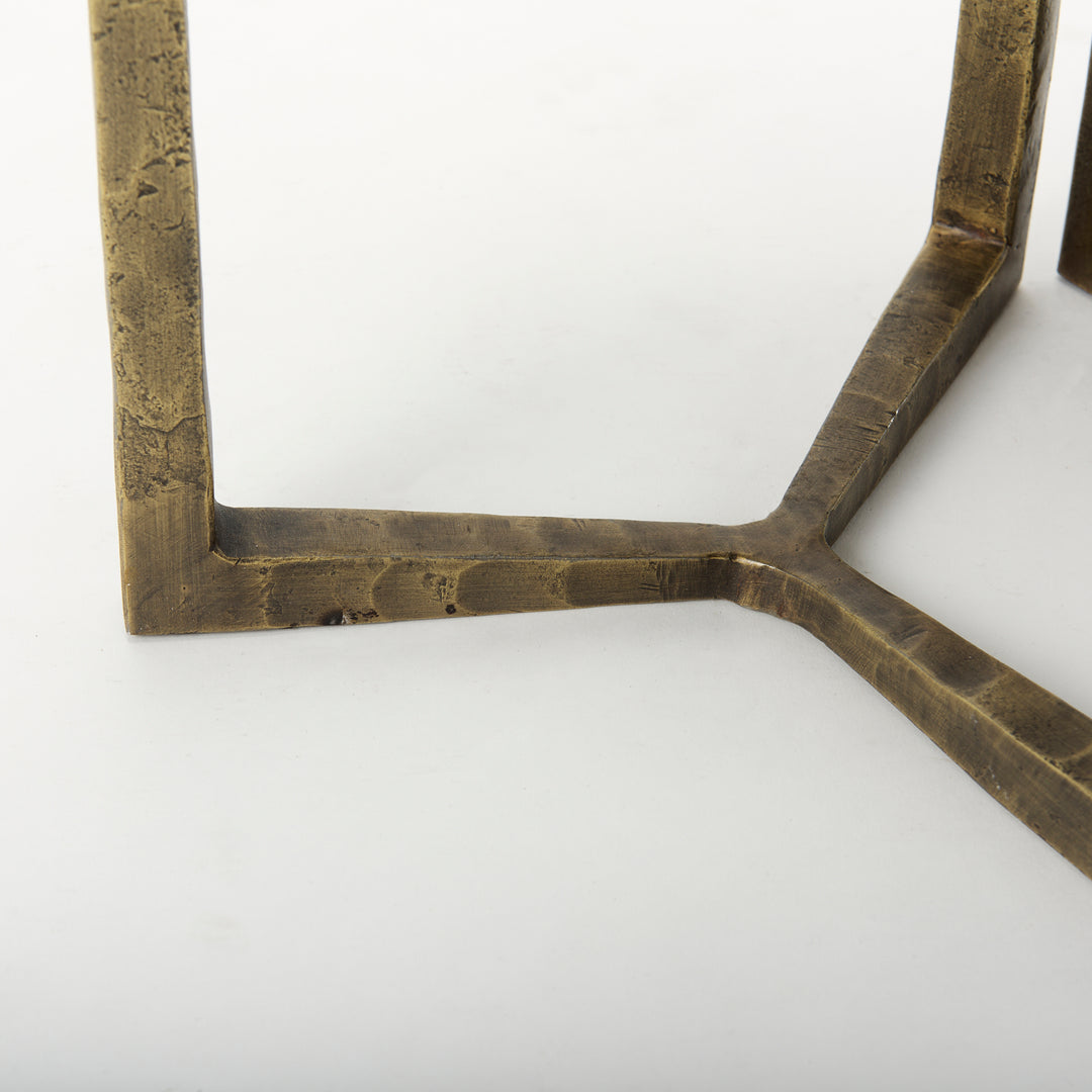 Atticus Black Wood and Antiqued Gold Metal Nesting Accent Tables (Set of 2) Dining Room Mercana