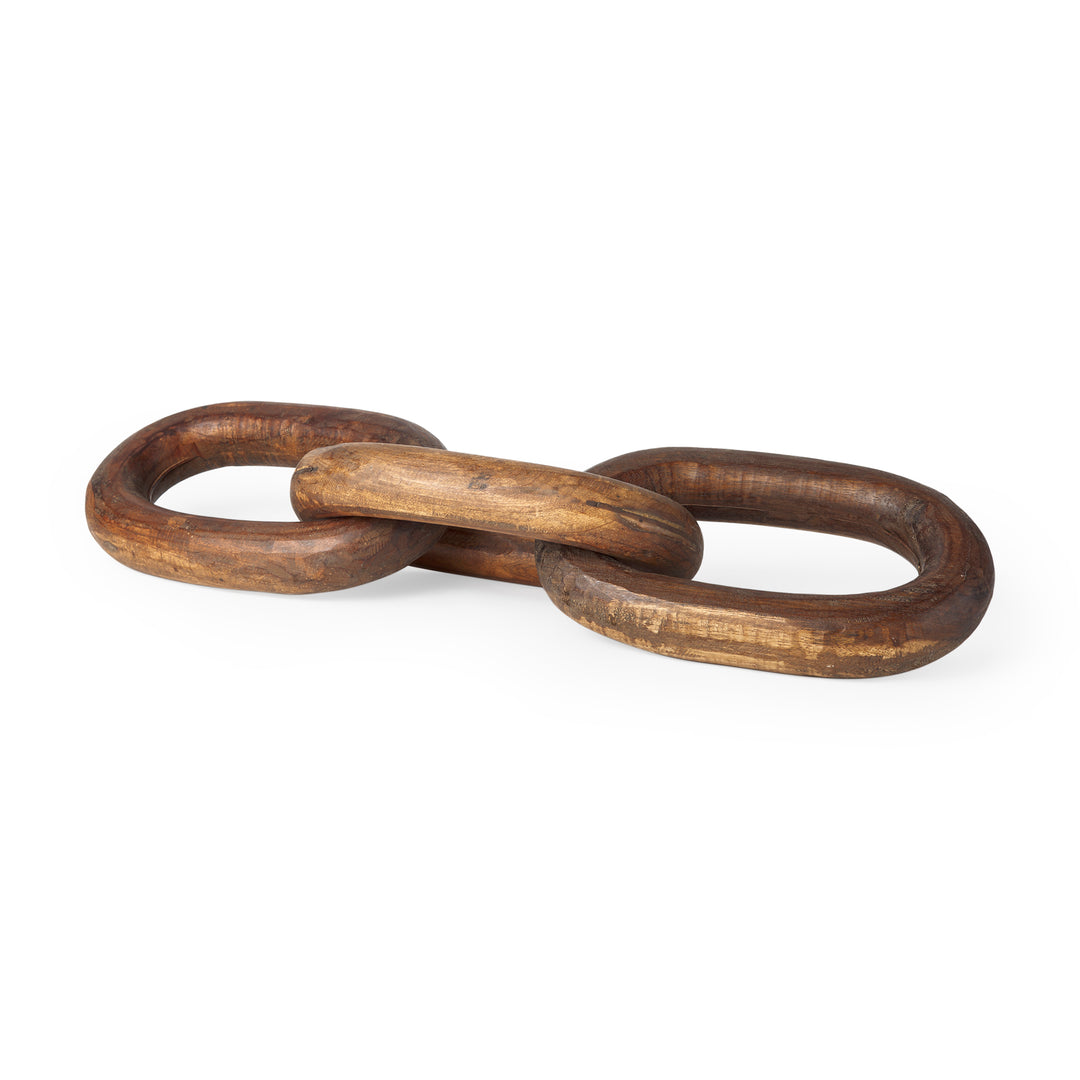 Tayla Large Medium Brown Wood Chain Link Decor Mercana