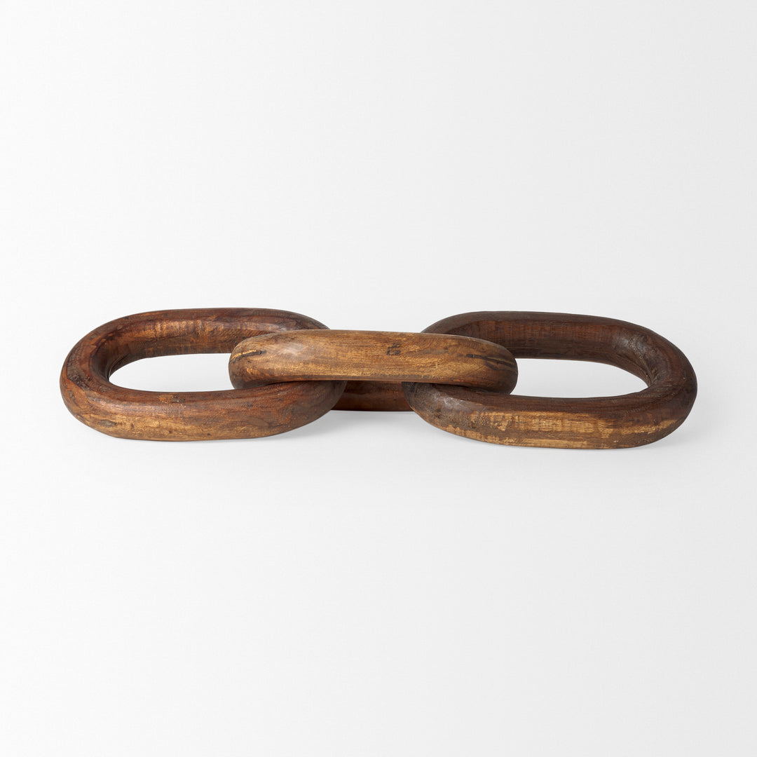 Tayla Large Medium Brown Wood Chain Link Decor Mercana