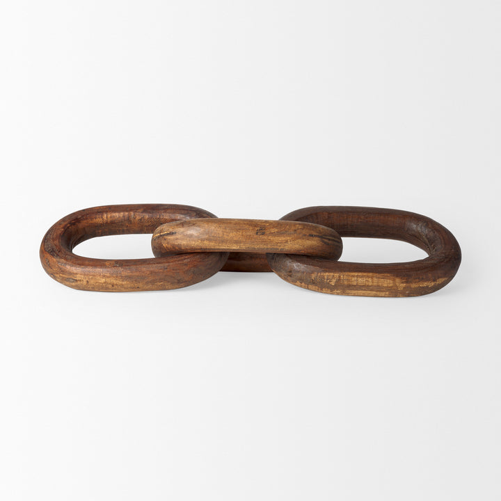 Tayla Large Medium Brown Wood Chain Link Decor Mercana