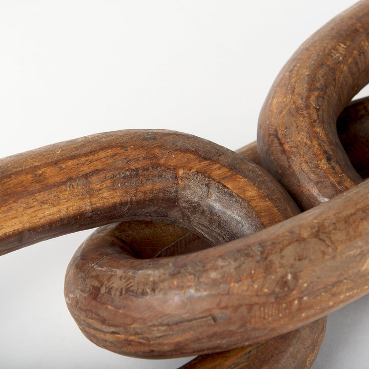 Tayla Large Medium Brown Wood Chain Link Decor Mercana