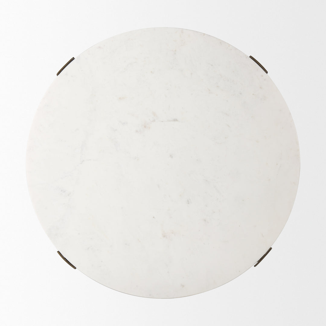 Atticus Marble and Antiqued Gold Metal Coffee Table Living Room Mercana