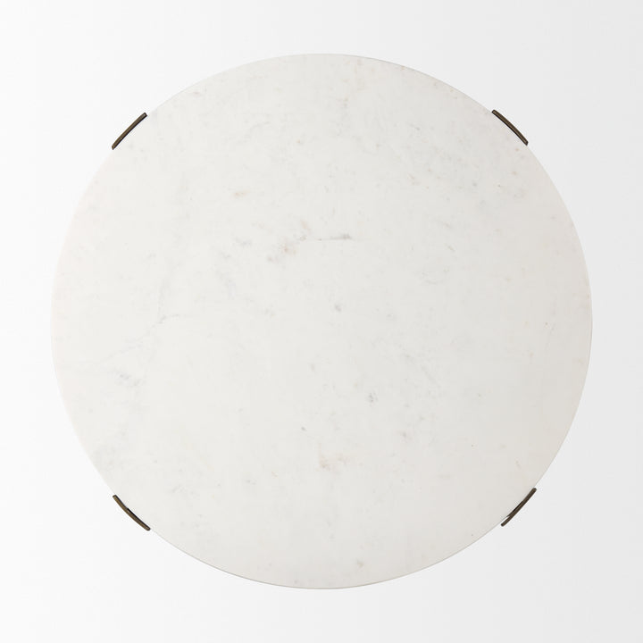 Atticus Marble and Antiqued Gold Metal Coffee Table Living Room Mercana