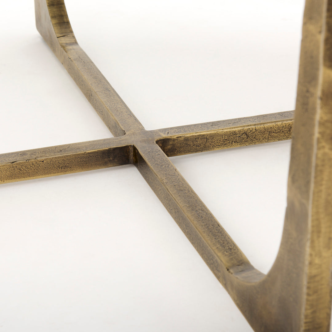 Atticus Marble and Antiqued Gold Metal Coffee Table Living Room Mercana