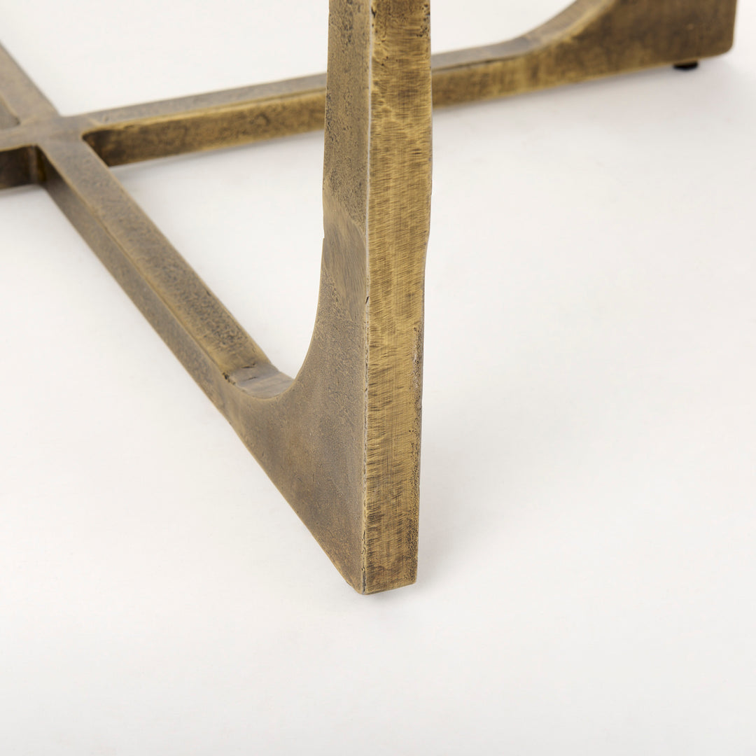 Atticus Marble and Antiqued Gold Metal Coffee Table Living Room Mercana