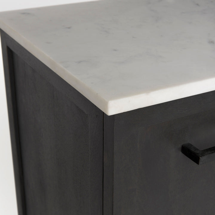 Divina Black-Brown Wood w/ White Marble Top and Black Metal Base Sideboard Dining Room Mercana