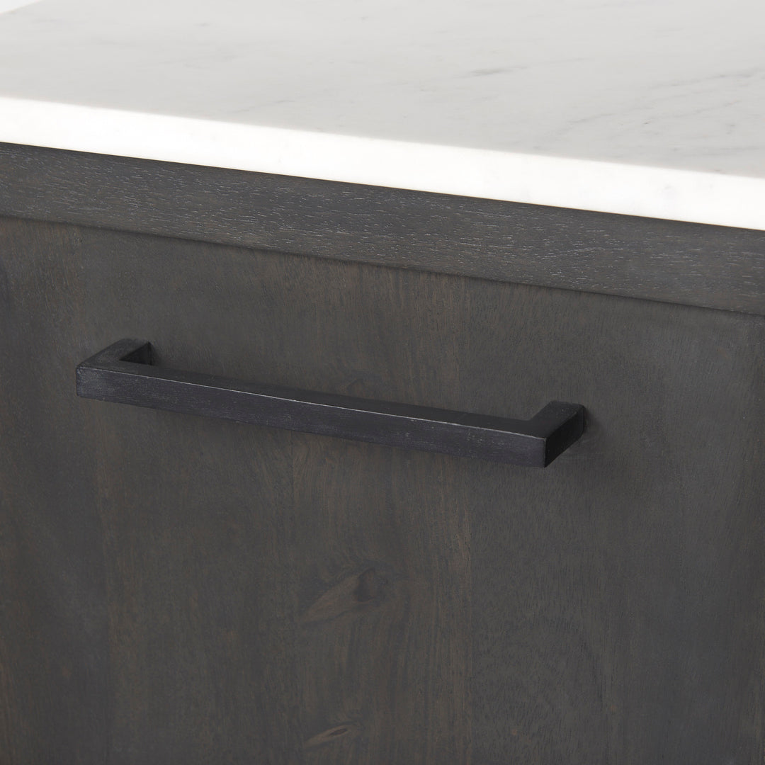 Divina Black-Brown Wood w/ White Marble Top and Black Metal Base Sideboard Dining Room Mercana
