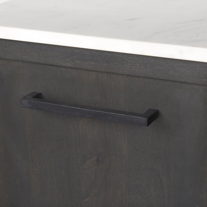 Divina Black-Brown Wood w/ White Marble Top and Black Metal Base Sideboard Dining Room Mercana