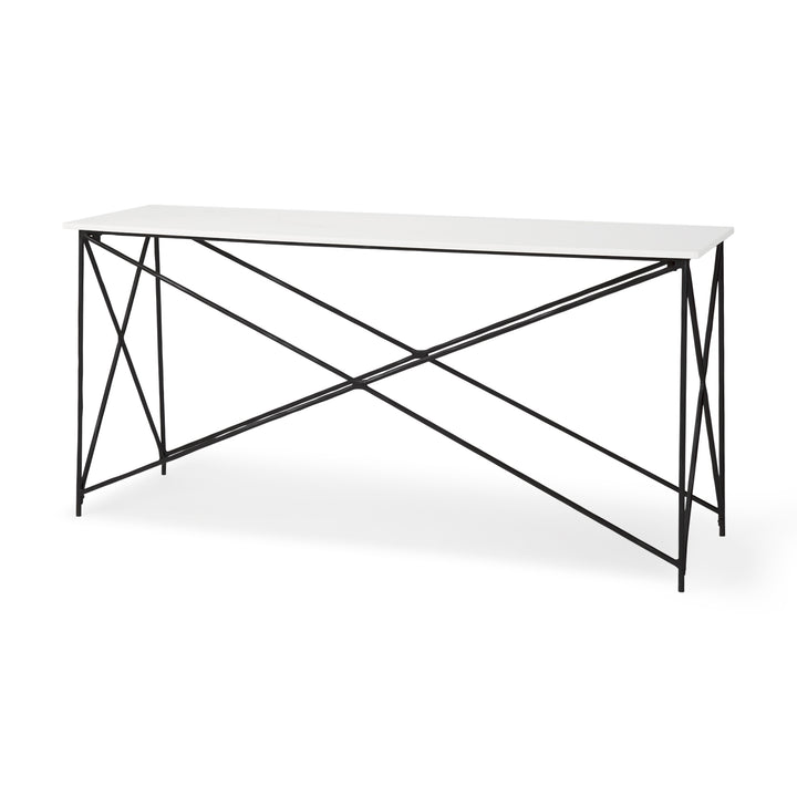 Lorlei Marble Top w/ Gray Iron Base Console Table Dining Room Mercana