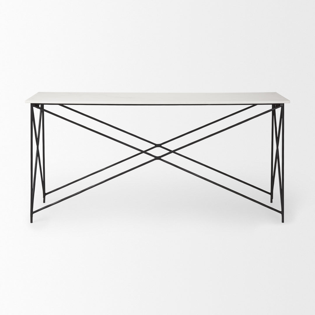 Lorlei Marble Top w/ Gray Iron Base Console Table Dining Room Mercana