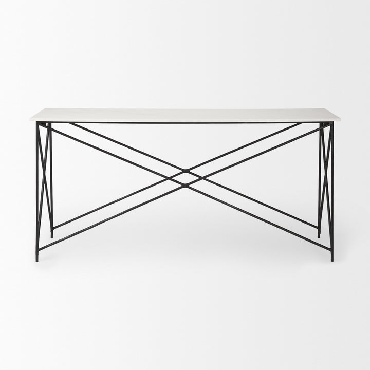 Lorlei Marble Top w/ Gray Iron Base Console Table Dining Room Mercana