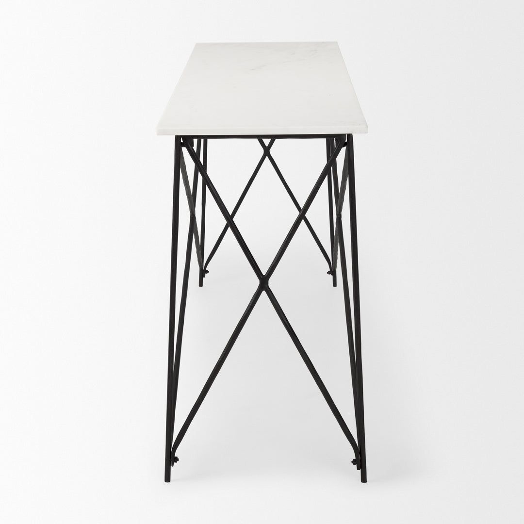 Lorlei Marble Top w/ Gray Iron Base Console Table Dining Room Mercana
