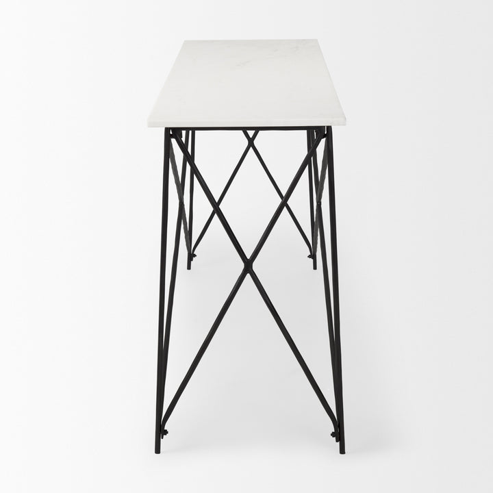 Lorlei Marble Top w/ Gray Iron Base Console Table Dining Room Mercana