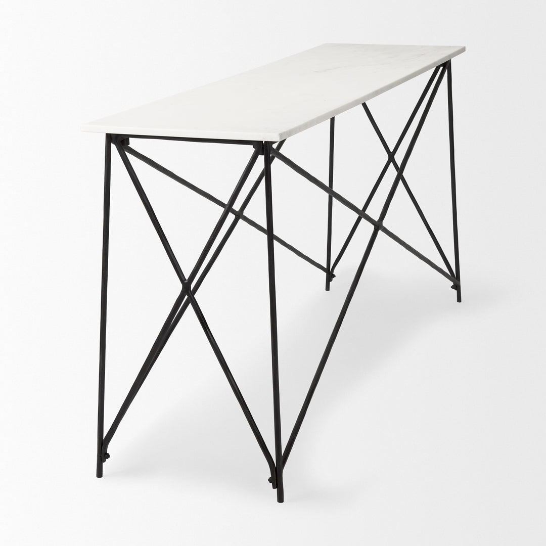 Lorlei Marble Top w/ Gray Iron Base Console Table Dining Room Mercana