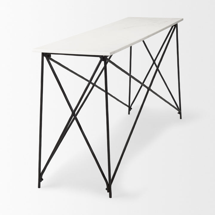 Lorlei Marble Top w/ Gray Iron Base Console Table Dining Room Mercana