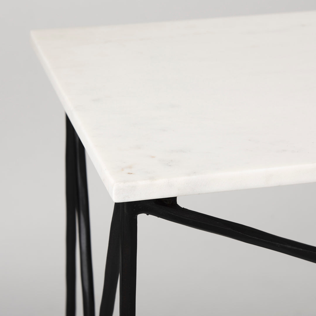 Lorlei Marble Top w/ Gray Iron Base Console Table Dining Room Mercana