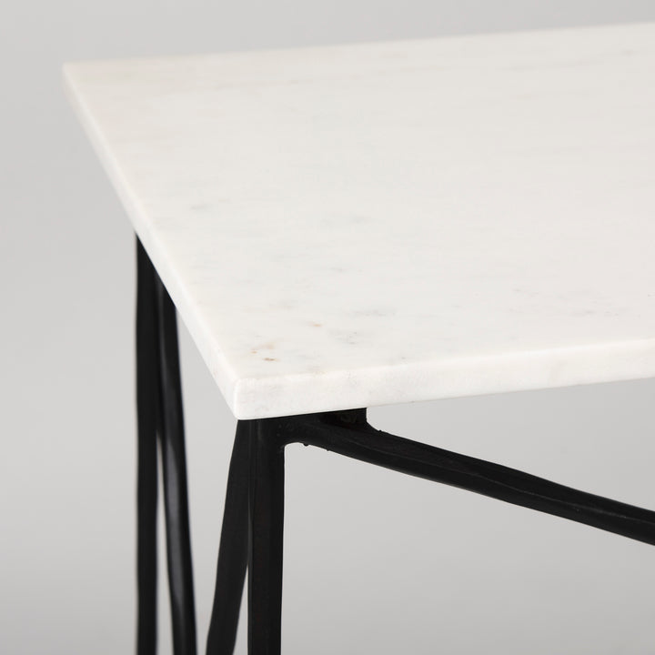 Lorlei Marble Top w/ Gray Iron Base Console Table Dining Room Mercana