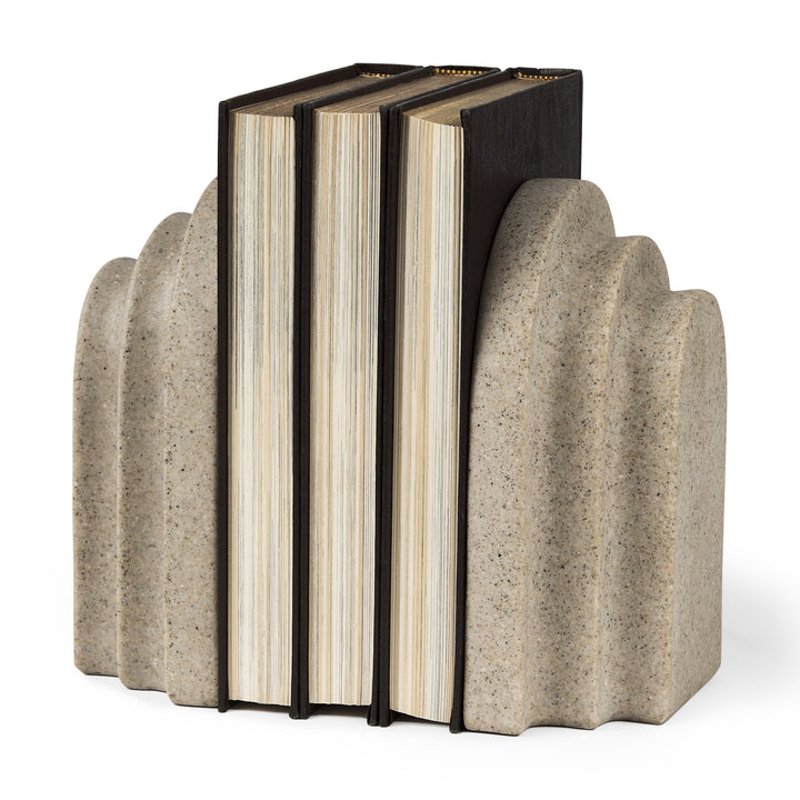 Empire Sandstone Resin Arc Book End Set Decor Mercana