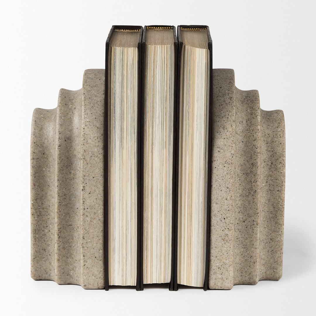 Empire Sandstone Resin Arc Book End Set Decor Mercana
