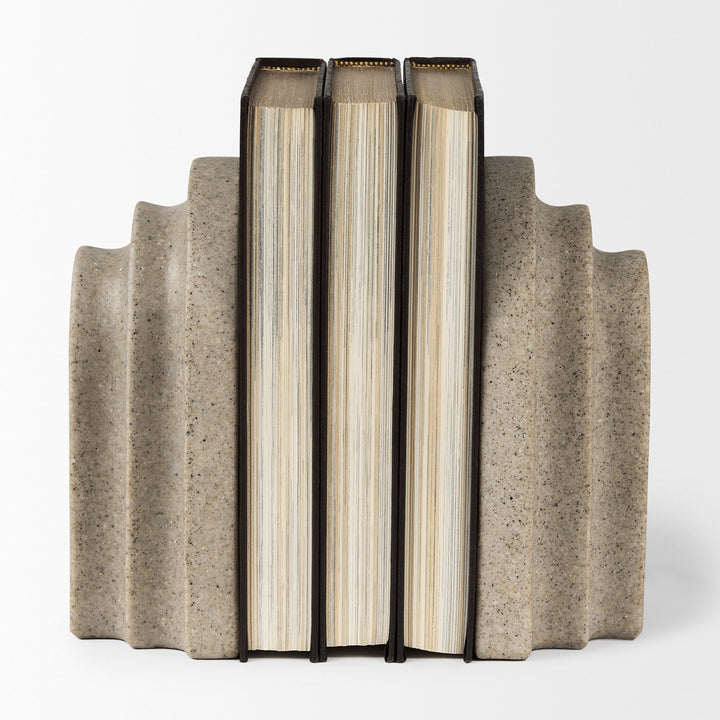 Empire Sandstone Resin Arc Book End Set Decor Mercana