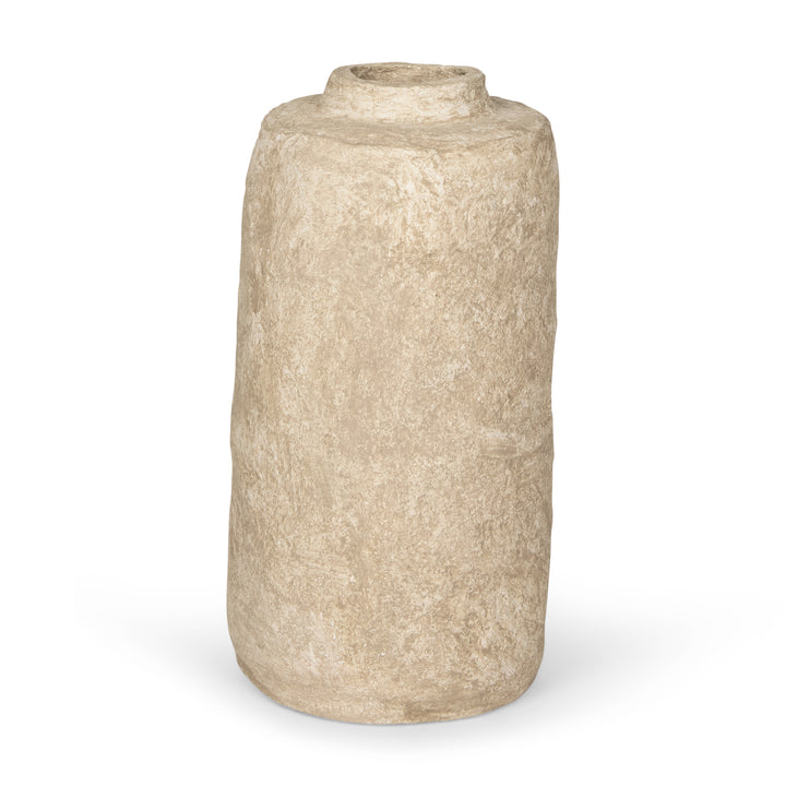 Rama Small Beige Paper Mache Floor Vase Decor Mercana