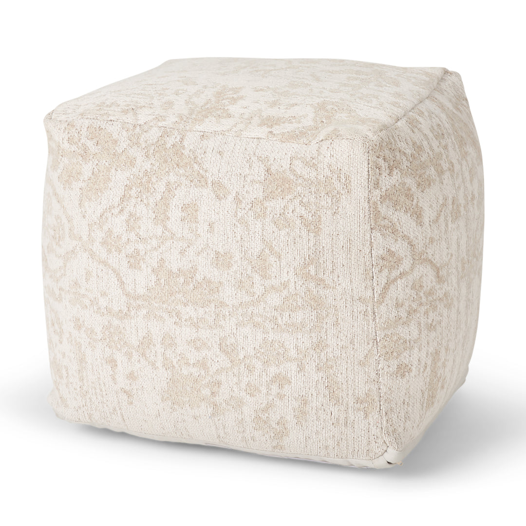 Khloe Small Cream Pouf Living Room Mercana