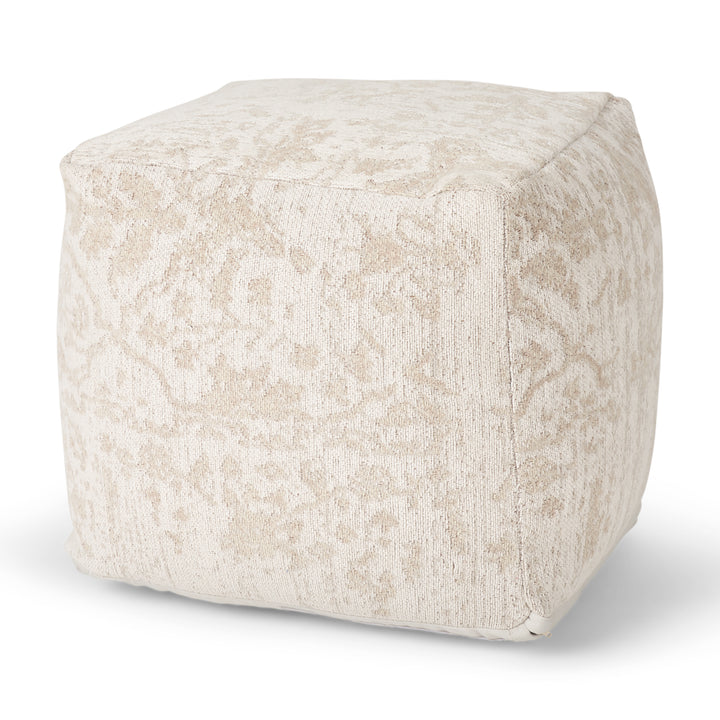 Khloe Small Cream Pouf Living Room Mercana
