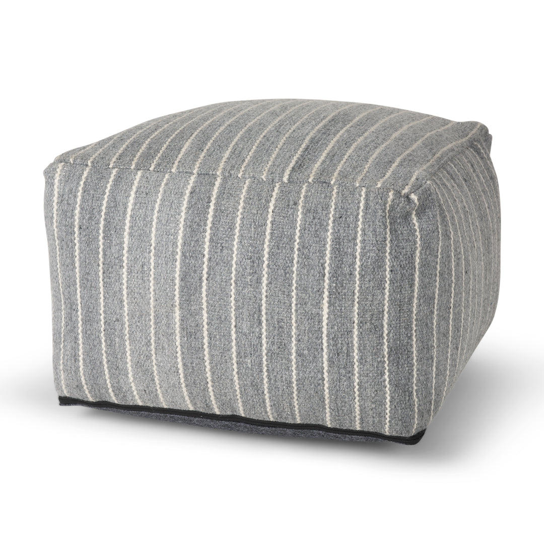 Kensie Large Blue Striped Pouf Living Room Mercana
