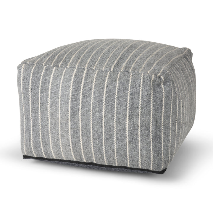 Kensie Large Blue Striped Pouf Living Room Mercana