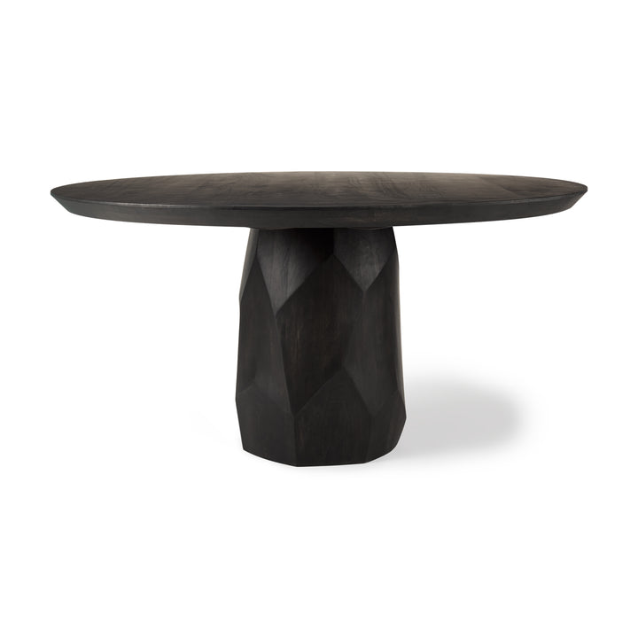 Fitzgerald 60" Round Brown Solid Wood Top & Base Dining Table Dining Room Mercana