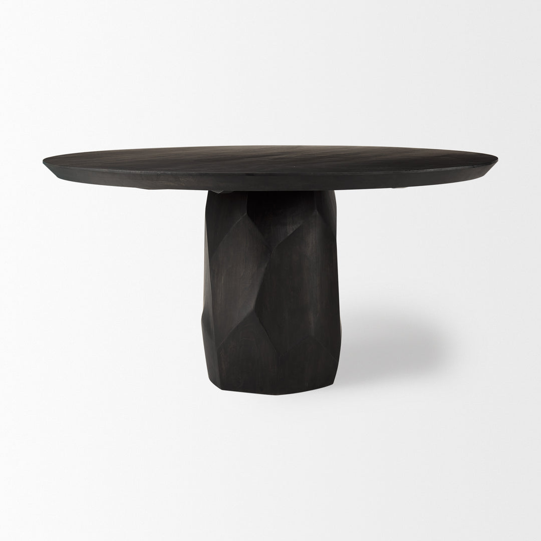 Fitzgerald 60" Round Brown Solid Wood Top & Base Dining Table Dining Room Mercana