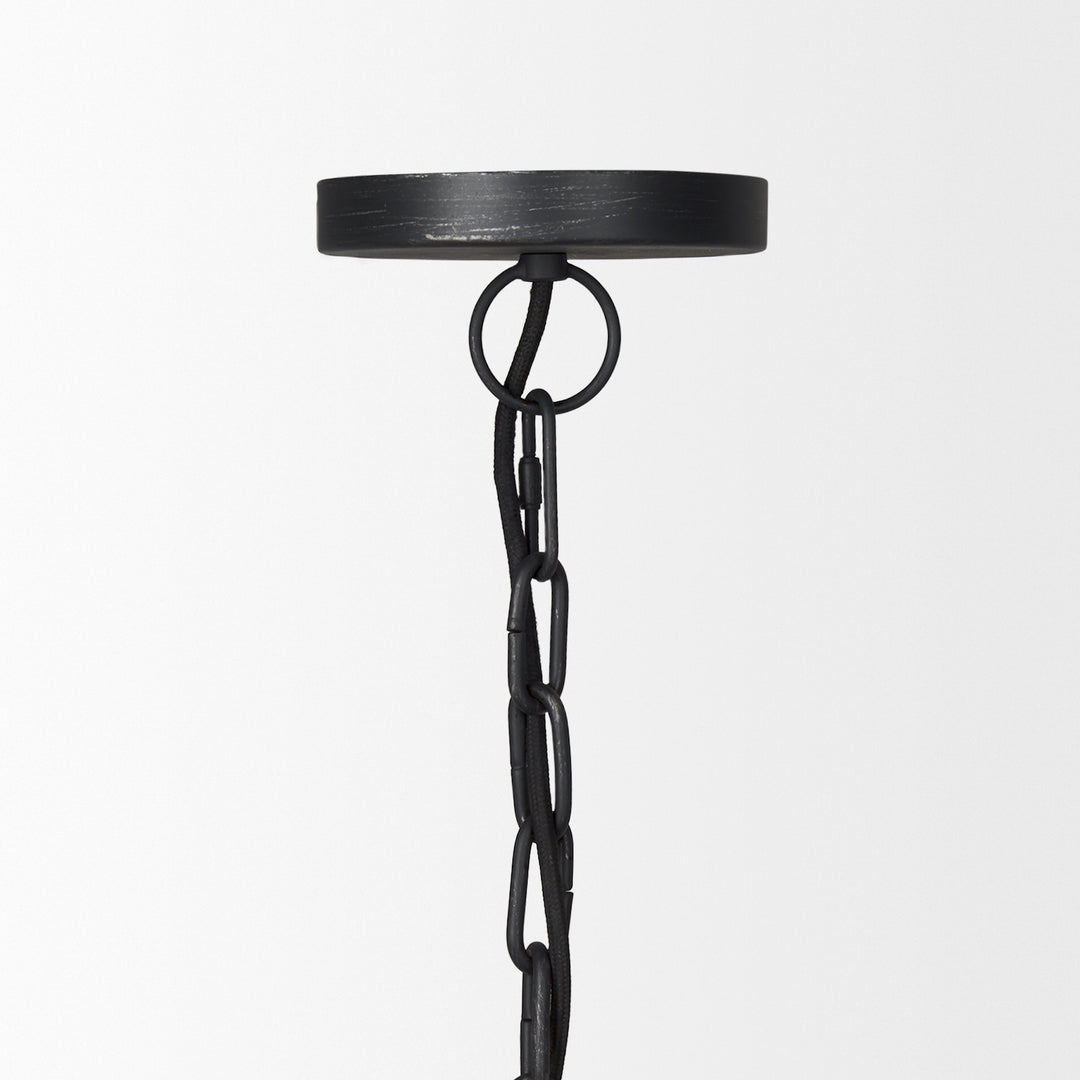 Karina 24" Round Matte Black Hammered Metal Dome Pendant Light Decor Mercana