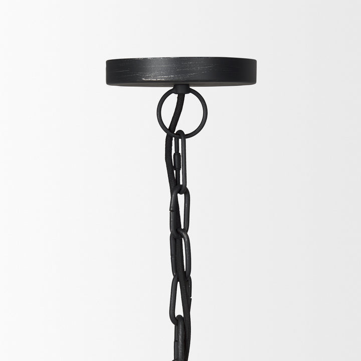 Karina 24" Round Matte Black Hammered Metal Dome Pendant Light Decor Mercana