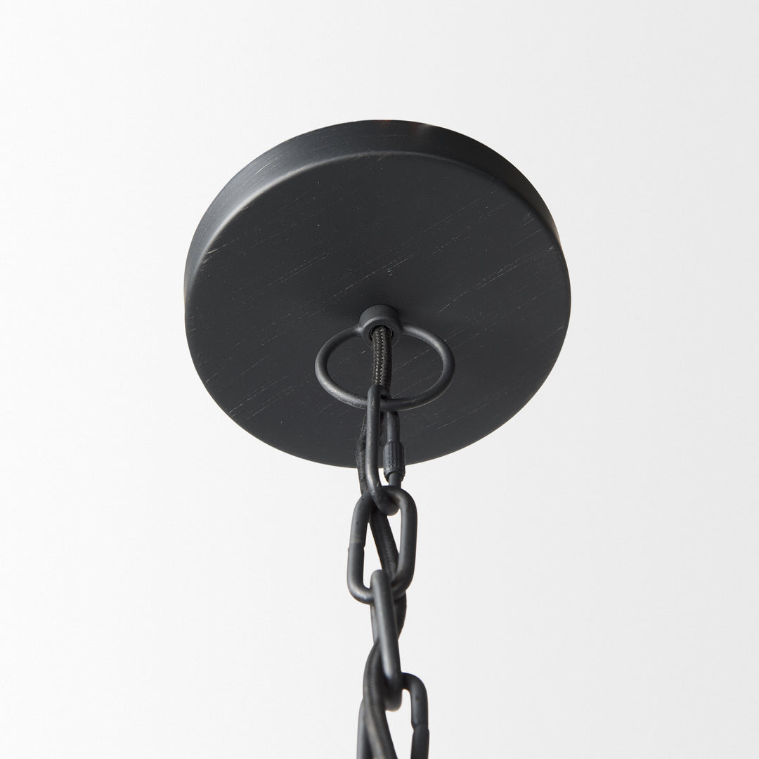Karina 24" Round Matte Black Hammered Metal Dome Pendant Light Decor Mercana