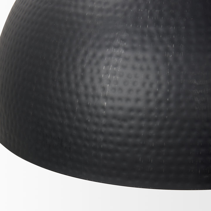 Karina 24" Round Matte Black Hammered Metal Dome Pendant Light Decor Mercana