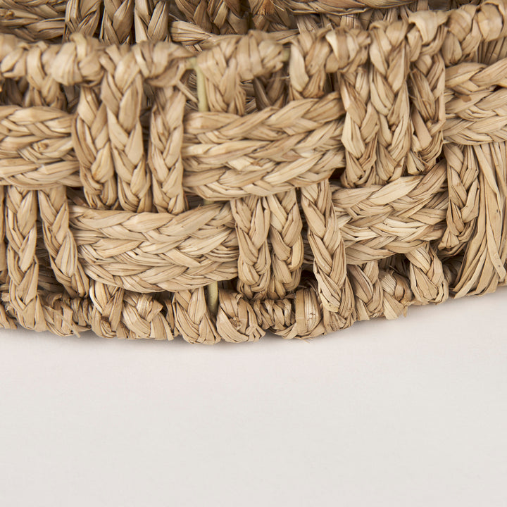 Haini Set of 2 Large Basketweave Seagrass Trays w/ Loop Handles Decor Mercana