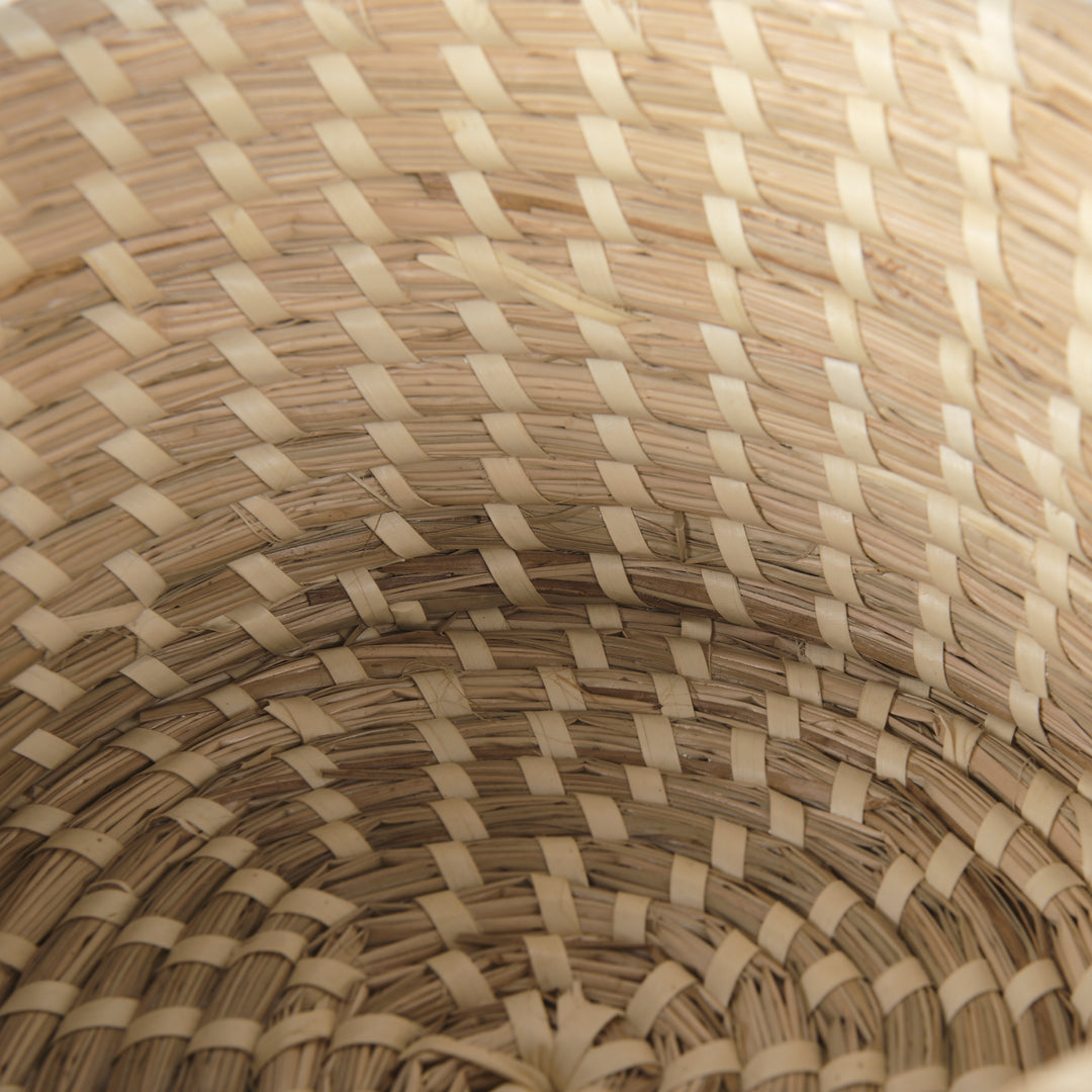 Kailini Set of 3 Nesting Seagrass & Palm Leaf Boxes with Lids Decor Mercana