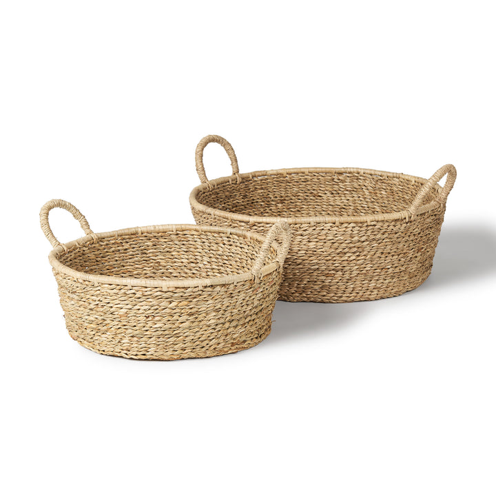 Ayanna Set of 2 Deep Nesting Seagrass Baskets w/ Handles Decor Mercana