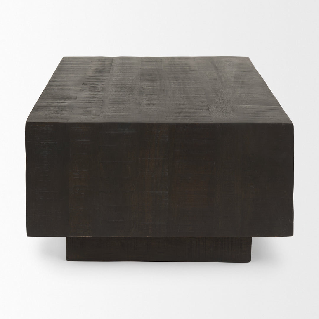 Hayden Dark Brown Wood Rectangular Coffee Table Living Room Mercana