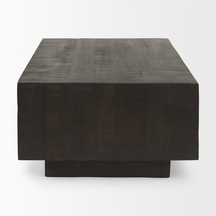 Hayden Dark Brown Wood Rectangular Coffee Table Living Room Mercana