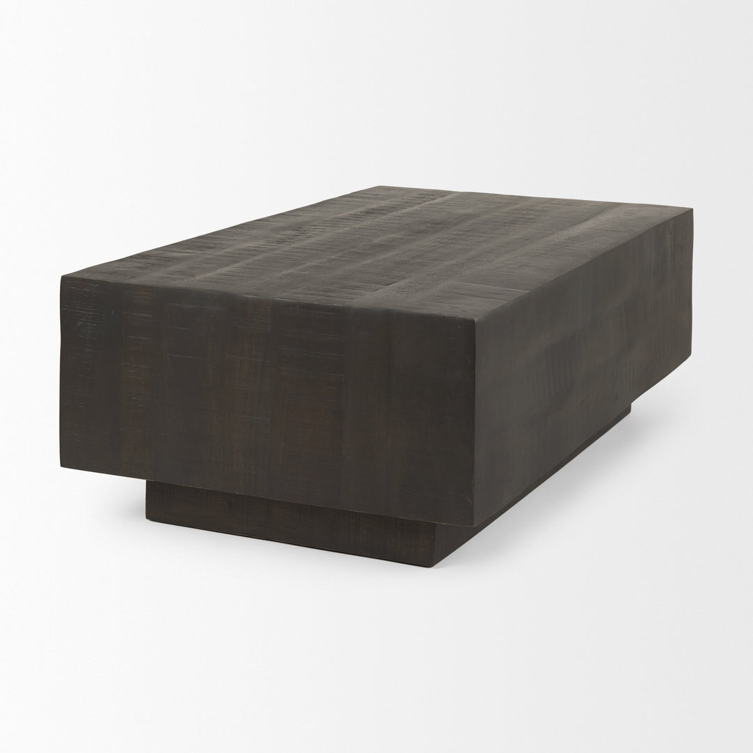 Hayden Dark Brown Wood Rectangular Coffee Table Living Room Mercana