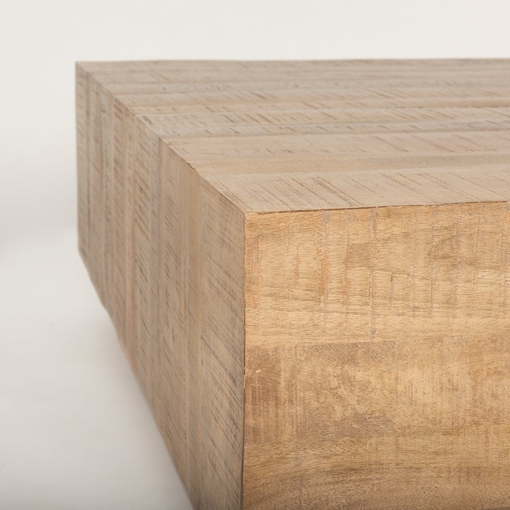 Hayden Light Brown Wood Square Coffee Table Living Room Mercana